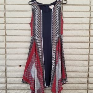 Moon Blue and Red handkerchief dress M